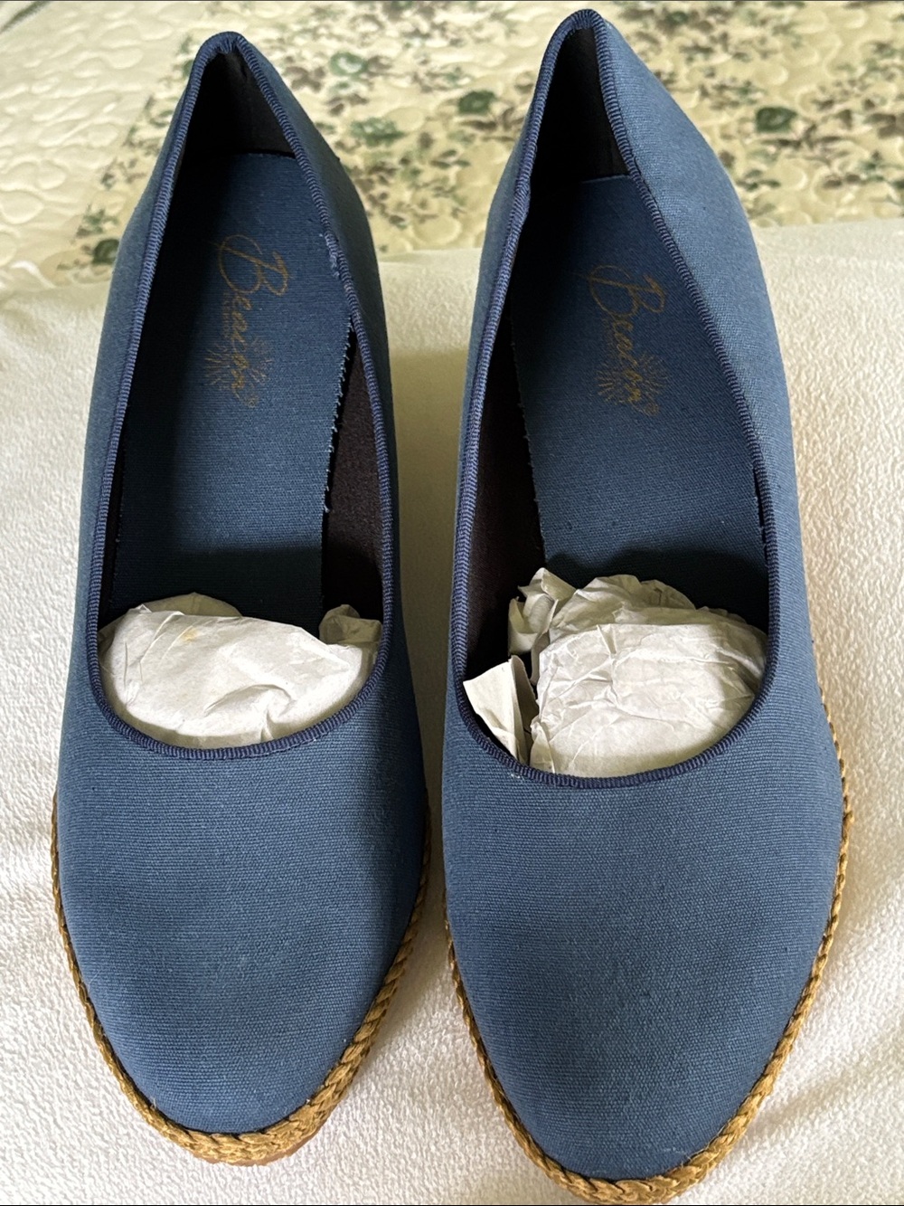 Newport Blue Canvas Espadrille Wedge by Newport size 11 WW new in box